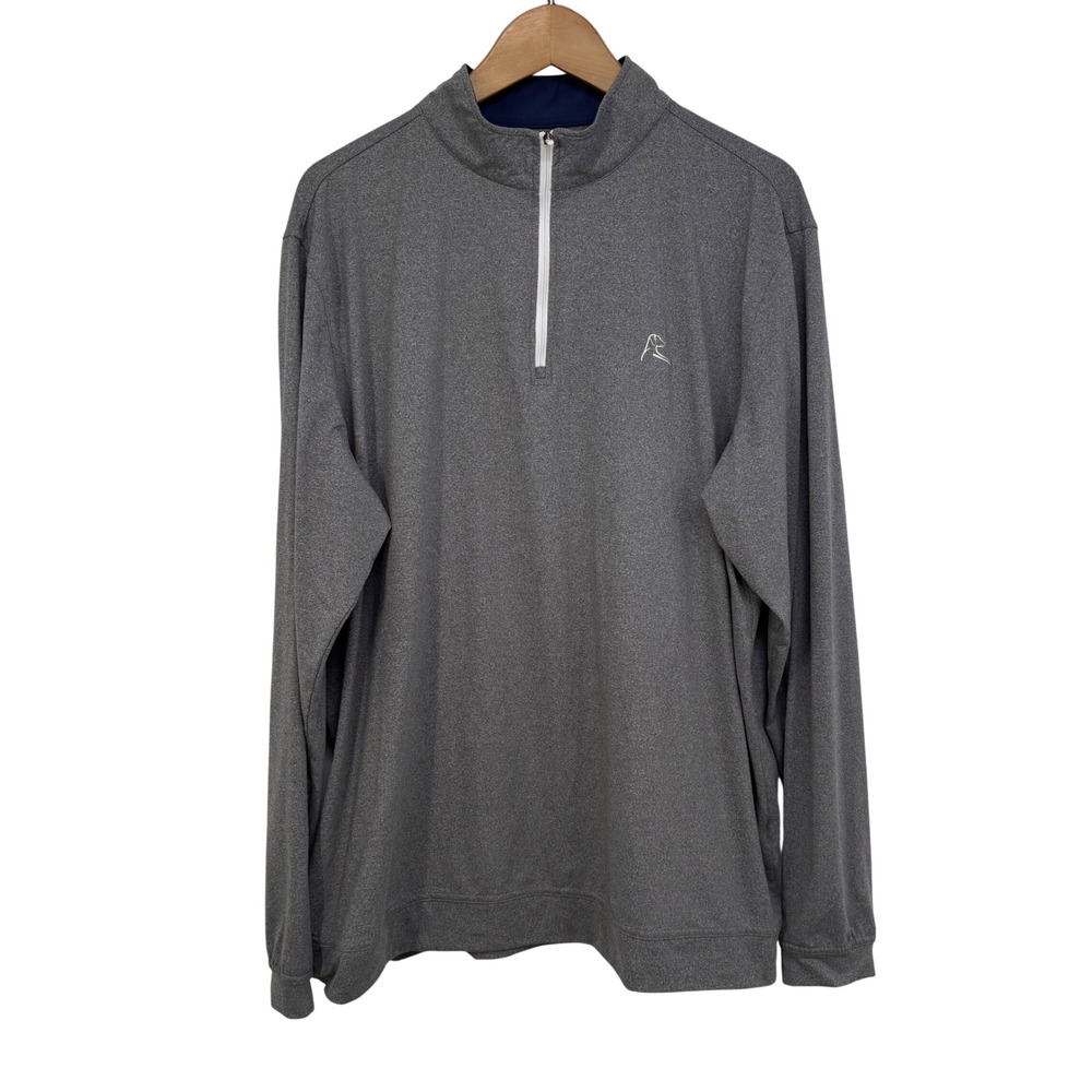 Rhoback Mens XL Gray Performance Quarter Zip Pullover Long Sleeve Mock Neck Logo